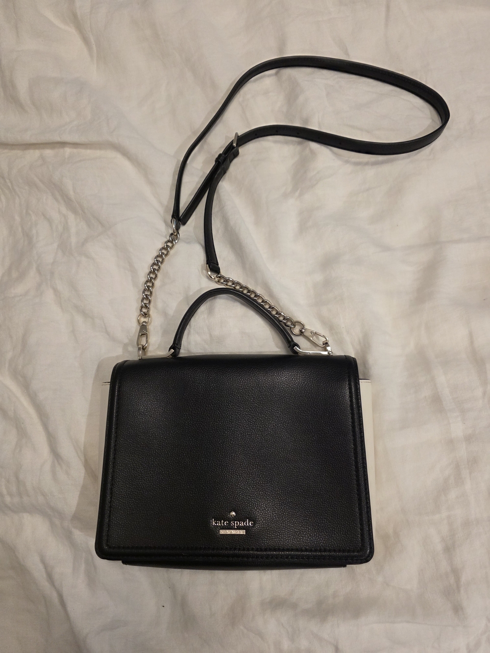 kate spade Black And White Leather Top-Handle Crossbody Bag